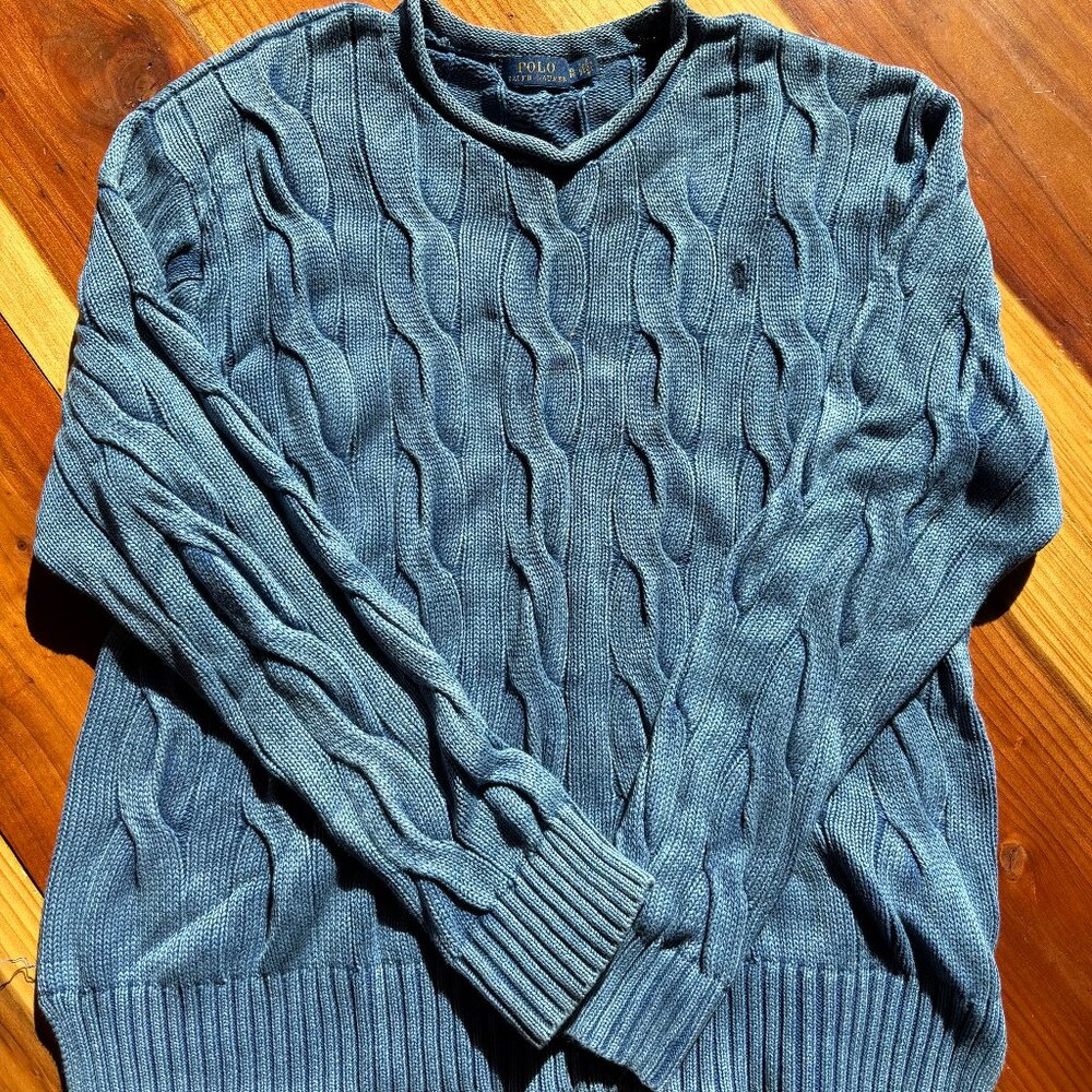 Cableknit Demin blue sweater - Ralph Lauren